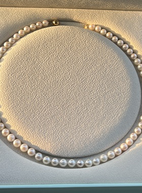 天然海水珍珠Akoya圆珠项链女