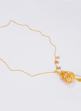 腰缠万贯国风精致珐琅彩色铃兰花葫芦流苏项链女中式高级感毛衣链