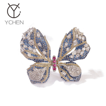 Faculty Festival Gift upscale Extravagant Colorful Butterfly Brooch Woman Temperament Full Zircons Big Clothes dont pin autumn and winter new breasts