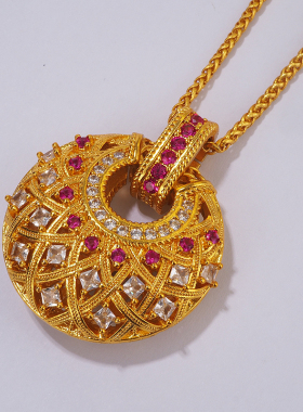 国风灵动精致唐彩菱文艺吊坠项链