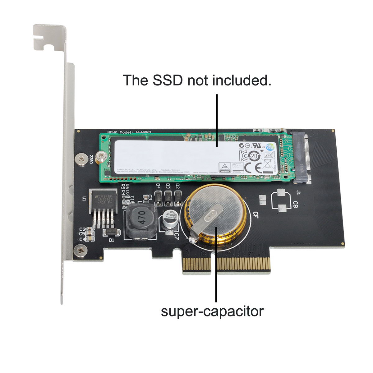 NGFF断电保护NVMe PCIe M.2 NGFF SSD转PCIe x4转接卡半高双挡板 - 图3