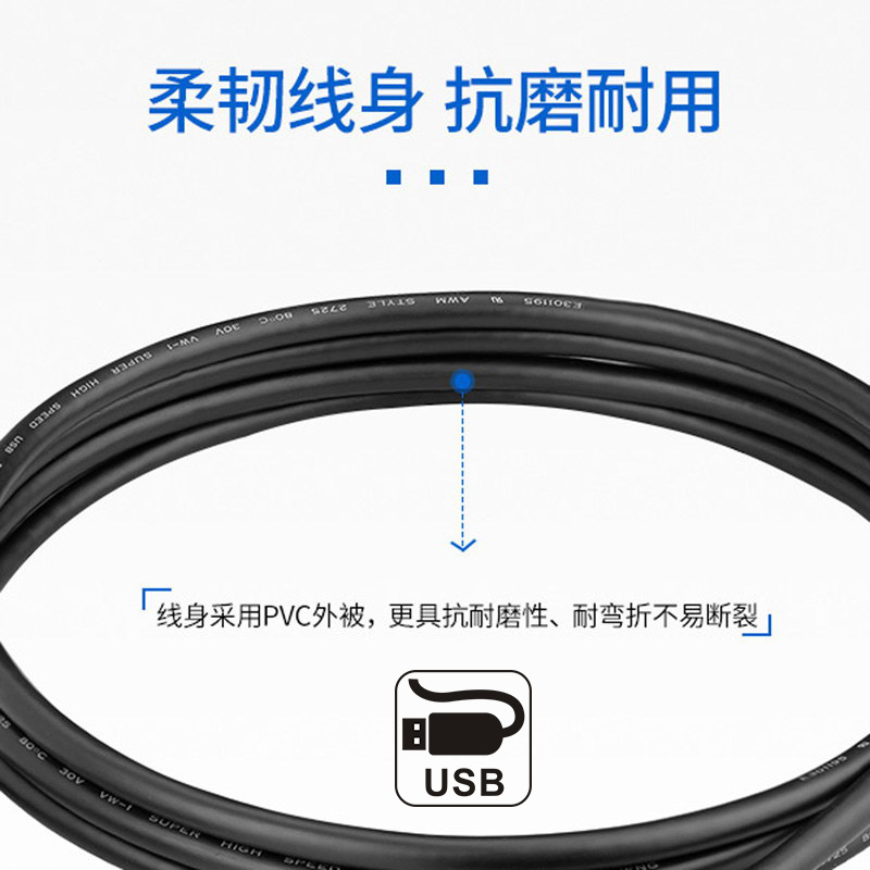 右弯90度USB 2.0 A公弯头 90度右弯公对母延长线 数据线 10-40cm - 图2