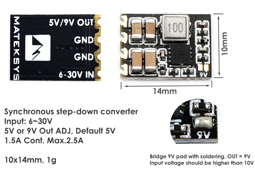 Matek System MICRO BEC 6-30V TO 5V/9V-ADJ降压模块穿越机用 - 图0