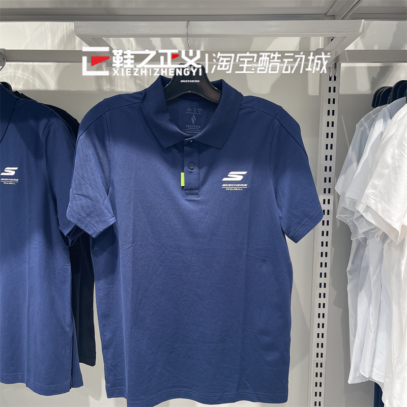 24新Skechers斯凯奇男士休闲运动POLO衫纯色运动休闲短袖L224M019 - 图1