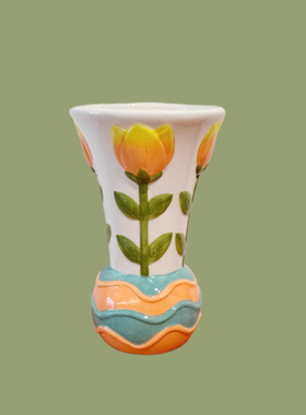 出口外贸 可爱风创意陶瓷花瓶储物罐装饰摆件