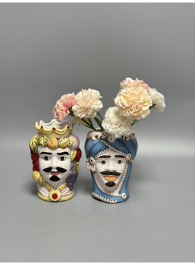 外贸孤品 人物系列 陶瓷装饰摆件 王子国王花瓶 店铺装饰 置物罐