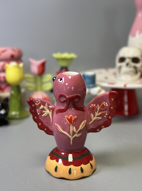 外贸孤品 涂鸦节庆系列 陶瓷烛台 装饰摆件 店铺会所装饰摆件