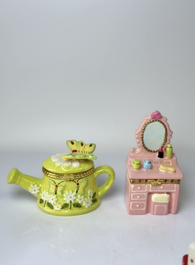 外贸孤品 可爱风陶瓷首饰盒 自制香薰烛台盒 店铺会所装饰摆件