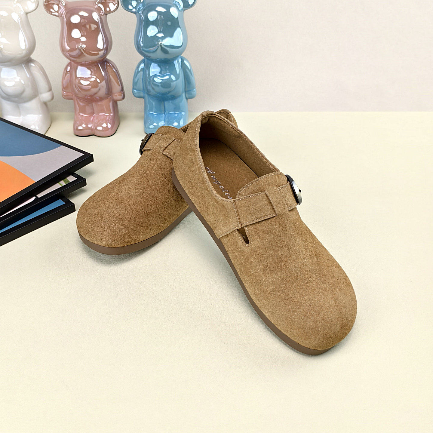 真皮勃肯鞋女2025秋季新款圆头平底舒适百搭单鞋防滑软底深口女鞋,淘宝优惠券,粉丝福利购,淘宝优惠卷