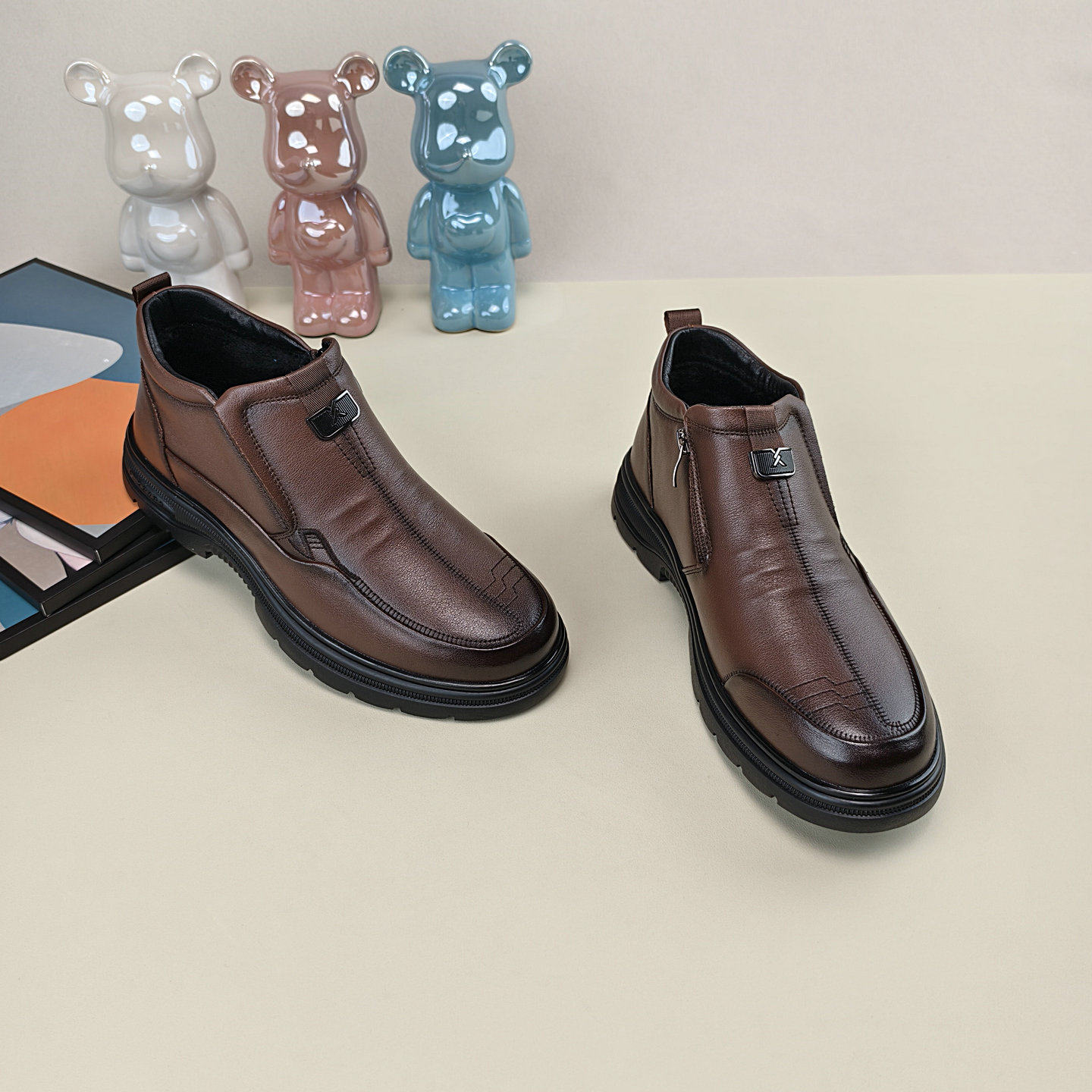 2025冬季新款加绒平跟防滑真皮休闲皮鞋男深口保暖舒适中老年男鞋,淘宝优惠券,粉丝福利购,淘宝优惠卷