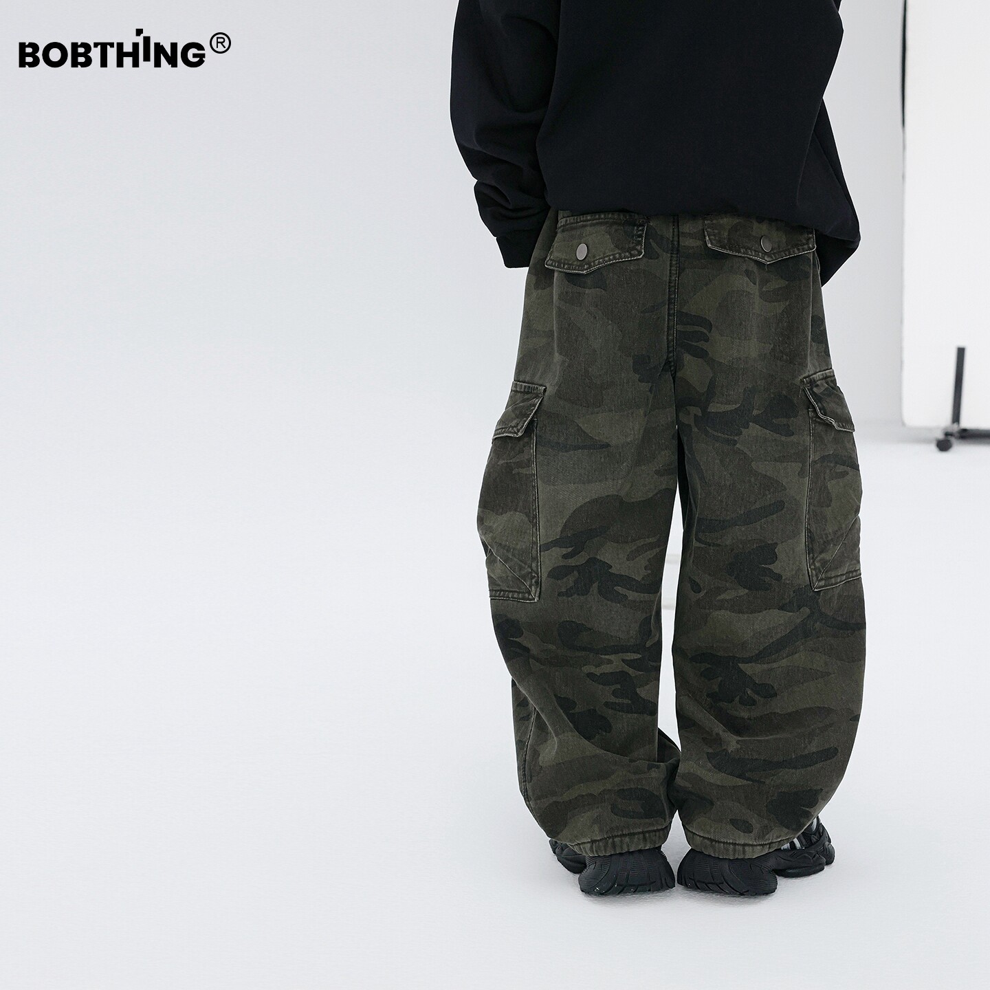 儿童冬季经典一体绒迷彩工装裤直筒长裤男童加厚休闲裤童装裤子潮