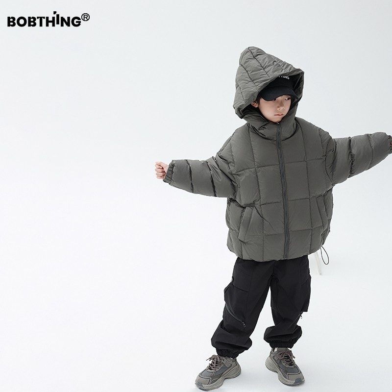 儿童简约廓形羽绒服轻三防90白鸭绒面包服男童加厚连帽外套童装潮,淘宝优惠券,粉丝福利购,淘宝优惠卷