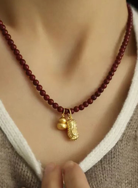 新中式轻奢红色福禄生花吊坠