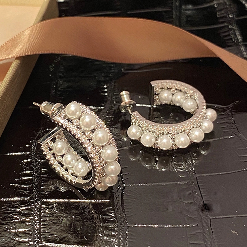 轻奢C形圈圈耳环小众设计感耳钉高级感气质百搭珍珠ins风仙女耳饰 - 图2