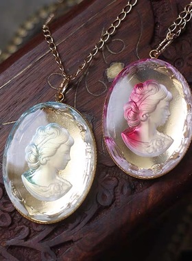 女王|美女人像头像西洋回流古董老货西德国超大夸张吊坠长项链女