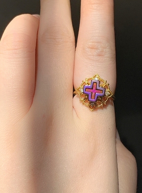 2026圣诞新年粉红|欧美中复古人像开口爆品可调节小众戒指vintage