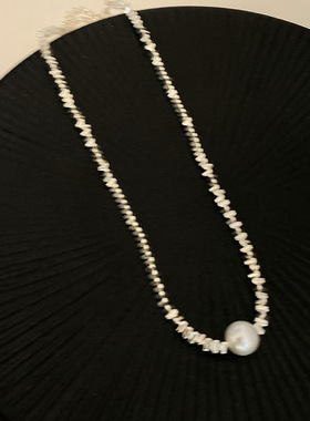 单颗珍珠吊坠项链女时尚新款气质锁骨链网红个性百搭颈链配饰女