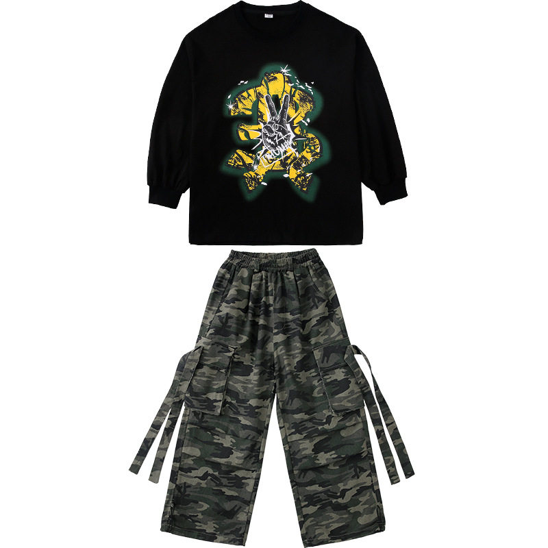 嘻哈儿童街舞男童长袖少儿hiphop架子鼓女童潮酷爵士舞元旦演出服,淘宝优惠券,粉丝福利购,淘宝优惠卷