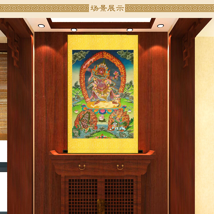 黄财神画像藏传密教护法菩萨唐卡佛像画佛堂家用卷轴挂画装饰画-图0