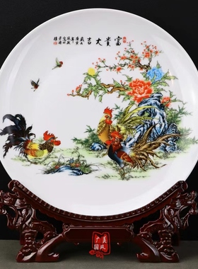 公鸡陶瓷摆件景德镇陶瓷金鸡送福家居客厅博古装饰公司纪念品定制