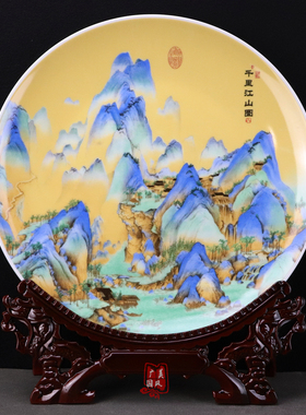 清明上河图摆件装饰画盘子景德镇陶瓷仿古名画家居装饰中国风礼品