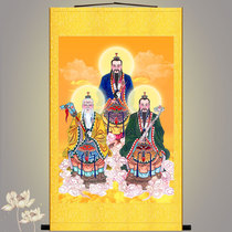 Three clear days Zunzu division portrait silk cloth material Statue painting scroll hanging painting retro decoration painting to customize