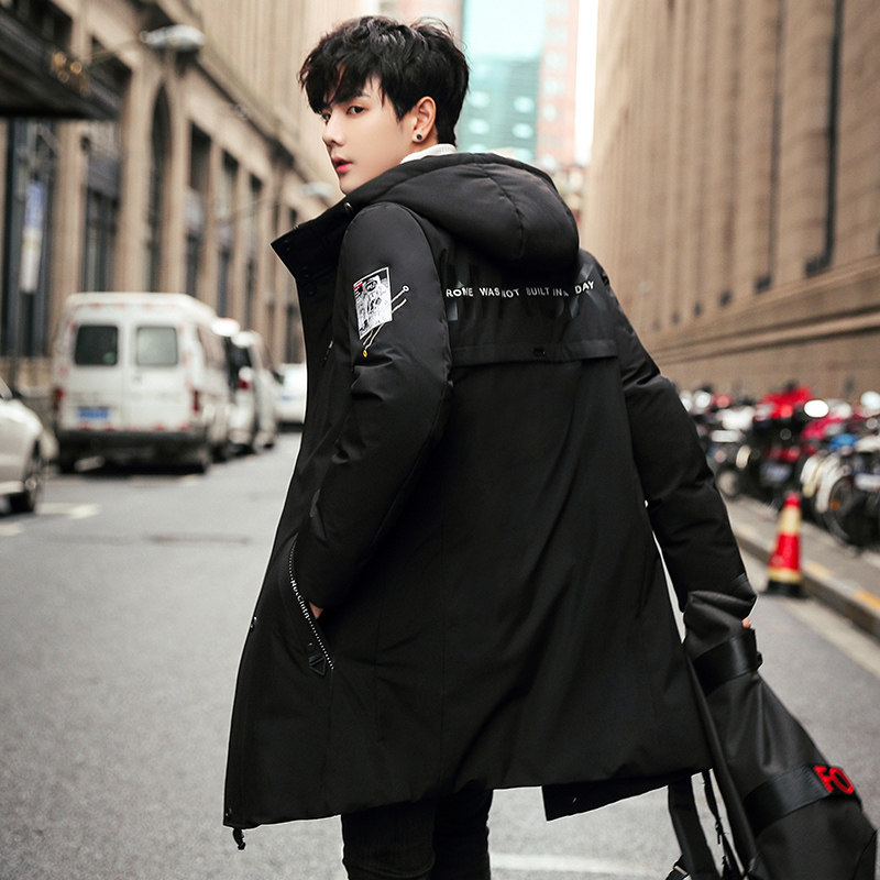 青少年中长款加厚帅气潮牌服白鸭绒 小米时尚男装羽绒服