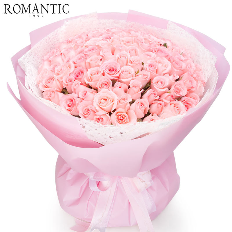 Romantic 99朵Rose超大熊抱ins花束北京包邮花店鲜花玫瑰花速递