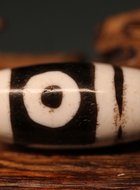 台手工款老料高油包浆折线两眼天珠风化