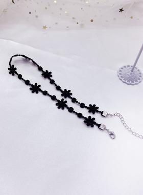choker黑色暗黑系蕾丝花朵锁骨链