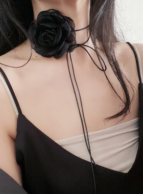 花朵系带女黑色绑绳防过敏