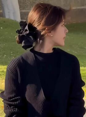 黑色双层大肠发圈女头绳头花