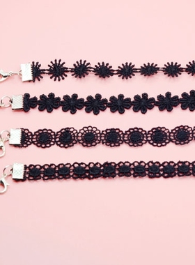 素圈choker黑色暗黑系蕾丝项链