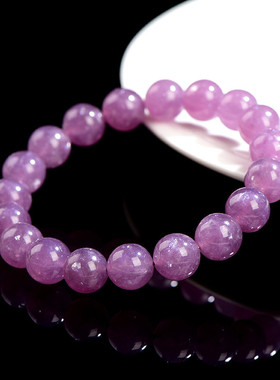 久雅水晶 天然7A级粉紫祖母晶手链 贵气紫色祖母晶圆珠手串 批发