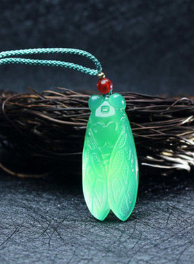 男女玛瑙玉髓玉蝉挂件一鸣惊人