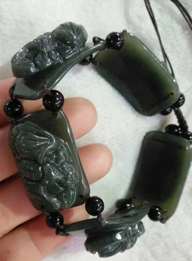 天然手链五福礼物新疆和田玉