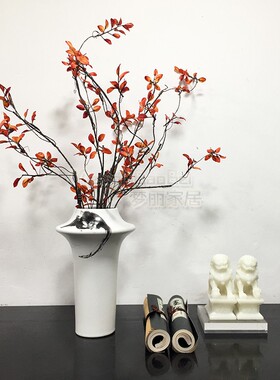 新中式风样板间迎客松软装饰品