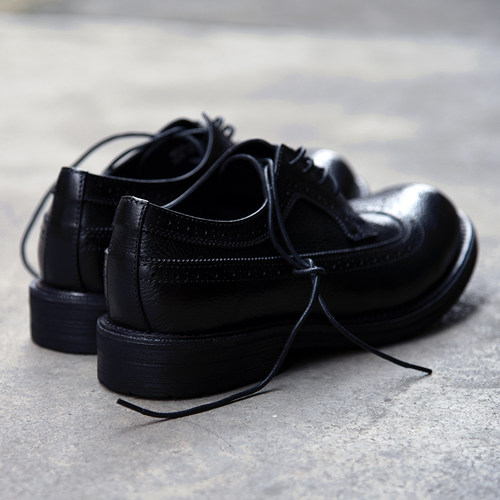 昱谷®布洛克雕花中古德比鞋 头层牛皮Brogues 透气通勤皮鞋 软底 - 图0