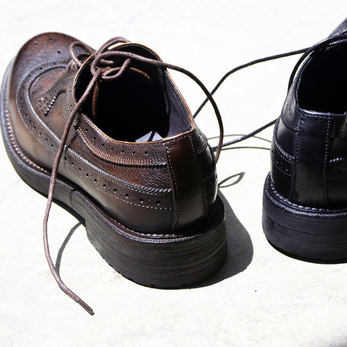 昱谷®布洛克雕花中古德比鞋 头层牛皮Brogues 透气通勤皮鞋 软底 - 图2