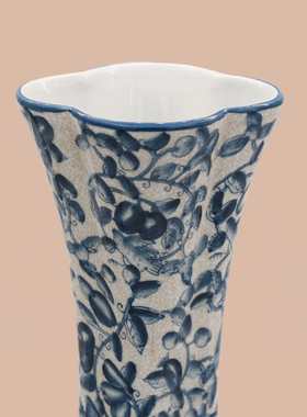 【本尼家】GY185欧式古典青花陶瓷镶铜插花花瓶家居艺术品摆件