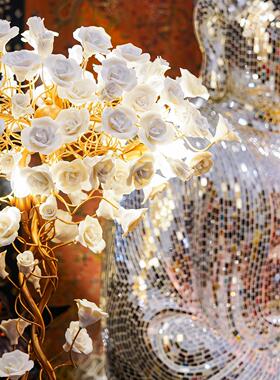 【本尼家】铁艺蛋壳瓷轻奢高档玫瑰花落地灯客厅卧室装饰床头台灯