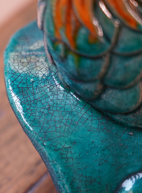 【本尼家】SX04非遗好物山西琉璃瓷《琉璃凤凰》仿古装饰桌面摆件