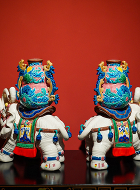 【本尼家】非遗手工彩釉交趾陶家居装饰品玄关摆件-大号太平有象