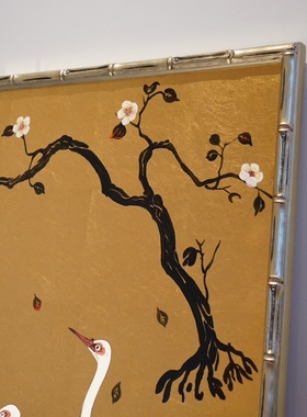 【本尼家】仙鹤中式客厅装饰画软装复古沙发背景挂画艺术壁画画