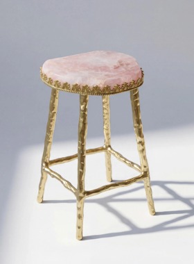 【本尼家】HY235现代轻奢装饰粉水晶凳子客厅电视柜桌面玄关摆件