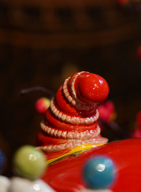 【本尼家】AM78非遗手工石湾陶瓷狮头装饰玄关摆件-大号醒狮头