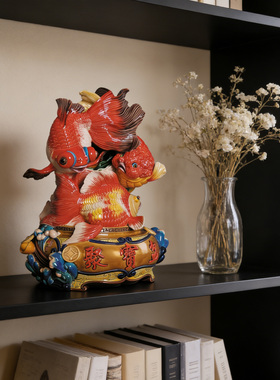 【本尼家】YJ31非遗手工彩釉交趾陶瓷聚宝盆《金玉满堂》桌面摆件