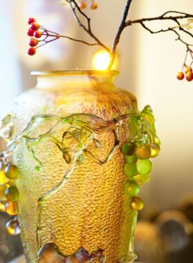 【本尼家】非遗好物轻奢琉璃葡萄硕果累累客厅插花瓶阳台装饰摆件