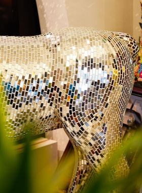 【本尼家】手工镜子镜片贴片大号昂头鹿客厅别墅庭院艺术摆件