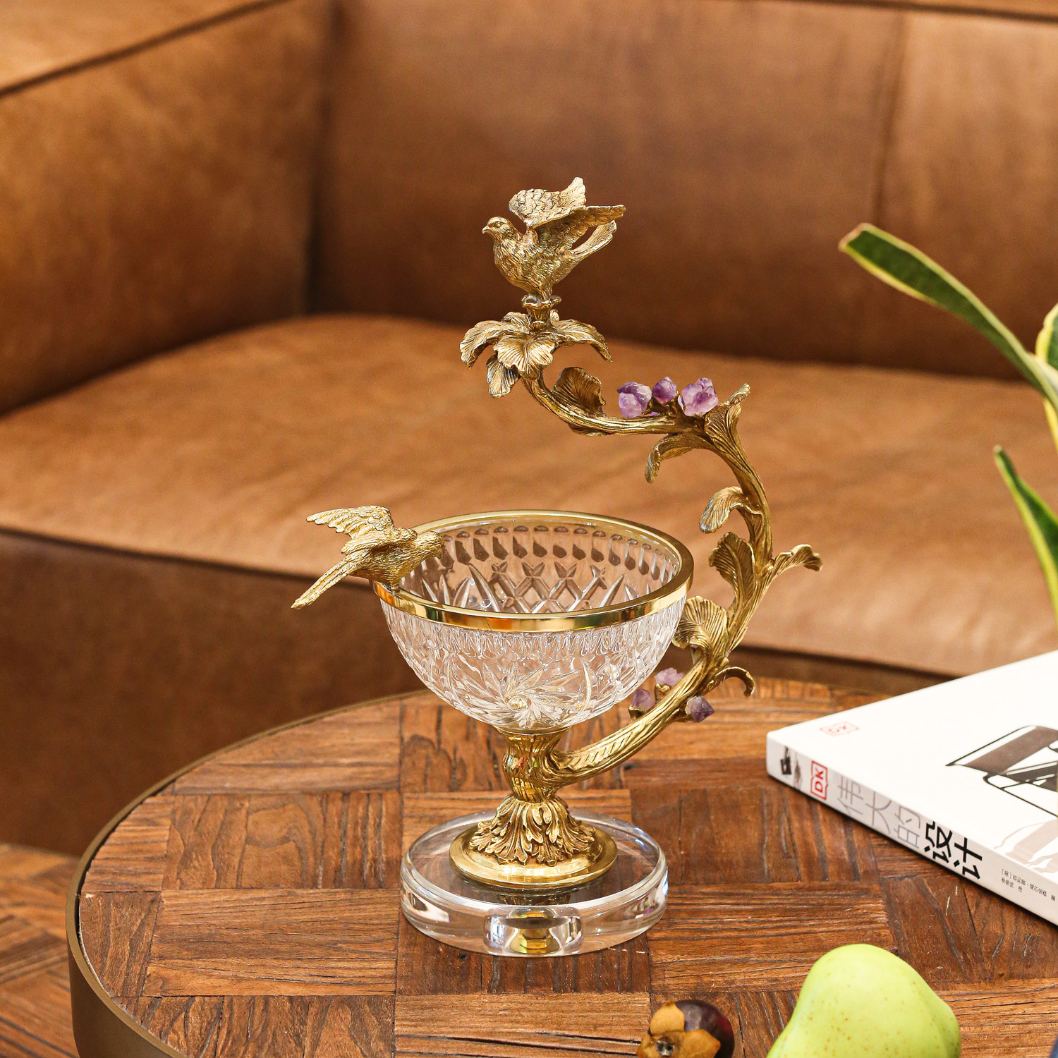 【本尼家】GY27黄铜水晶玻璃收纳罐摆件客厅水果盘装饰高级,淘宝优惠券,粉丝福利购,淘宝优惠卷